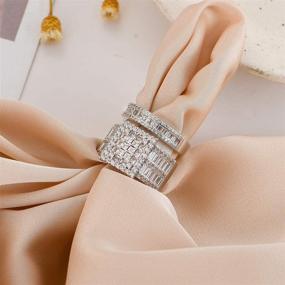 img 1 attached to 💍 Stunning Hiyong Women Wedding Ring Set: White Gold Cubic Zirconia Fashion Sliver Engagement Rings for Women