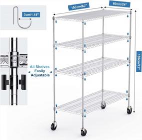 img 2 attached to Get Organized With Luxspire'S Heavy-Duty Adjustable 4-Tier Wire Shelving - NSF-Certified And On Wheels For Easy Transport!