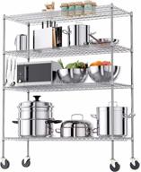 get organized with luxspire's heavy-duty adjustable 4-tier wire shelving - nsf-certified and on wheels for easy transport! logo