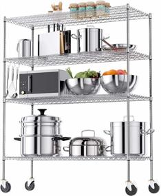 img 4 attached to Get Organized With Luxspire'S Heavy-Duty Adjustable 4-Tier Wire Shelving - NSF-Certified And On Wheels For Easy Transport!