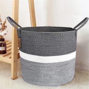 img 4 attached to Cotton Rope Laundry Hamper with Handles - FULOOPHI Large Mesh Clothes Hamper for Washing Machine, Pillows, Towels, Socks, Shoes, Kids Toys, Trainers, and Travel - Ideal for Bedrooms