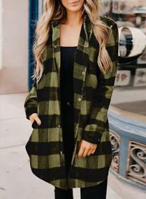 img 3 attached to Women'S Color Block Plaid Shacket Jacket V Neck Button Down Blouse Tops Flannel Shirt Jackets Coats