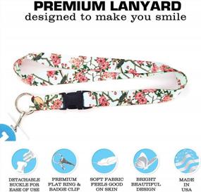 img 1 attached to USA-Made Premium Lanyard With Buckle And Flat Ring: Buttonsmith'S Hiroshige Cherry Blossoms Design