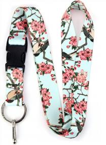img 4 attached to USA-Made Premium Lanyard With Buckle And Flat Ring: Buttonsmith'S Hiroshige Cherry Blossoms Design