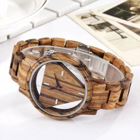 img 3 attached to Unique Inverted Triangle Wooden Watch For Men: A Minimalist Quartz Timepiece Perfect For Special Occasions