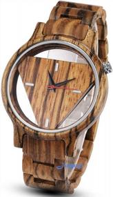 img 4 attached to Уникальные деревянные часы в форме перевернутого треугольника для мужчин: минималистичные кварцевые часы, идеально подходящие для особых случаев