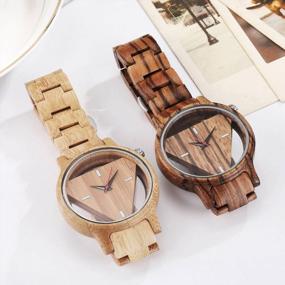 img 1 attached to Unique Inverted Triangle Wooden Watch For Men: A Minimalist Quartz Timepiece Perfect For Special Occasions