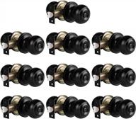 10-pack of flat ball black matte privacy door knobs for interior doors with thumb turn lock for bedroom and bathroom - keyless logo