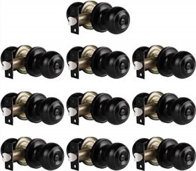 img 4 attached to 10-Pack Of Flat Ball Black Matte Privacy Door Knobs For Interior Doors With Thumb Turn Lock For Bedroom And Bathroom - Keyless