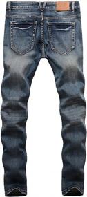 img 3 attached to ZLZ Men'S Blue Black Ripped Distressed Jeans - Fashionable Streetwear For A Slim Fit Look!
