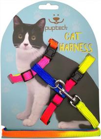 img 4 attached to Colorful PUPTECK Adjustable Cat Harness With Leash: Secure Nylon Strap Collar For Your Feline Friend