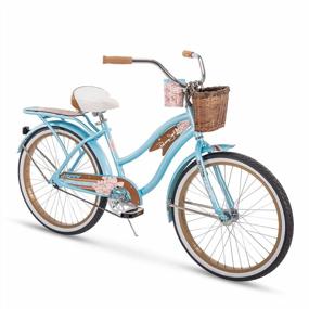 img 4 attached to Езжайте со стилем на велосипеде Huffy 24" Panama Jack Beach Cruiser для женщин, цвет - небесно-голубой
