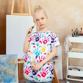 img 3 attached to Kids Art Smock Girls Boys Artist Painting Apron With Pockets Sleeveless Smocks For Child 2-7 Years