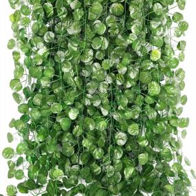 img 4 attached to 24 Pack 165Ft Artificial Ivy Vines Fake Leaves Greenery Garland Hanging Decor Home Wedding Wall Christmas Decoration