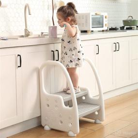 img 4 attached to Adjustable Footstool Toddlers Kids，Step Steps，Gray