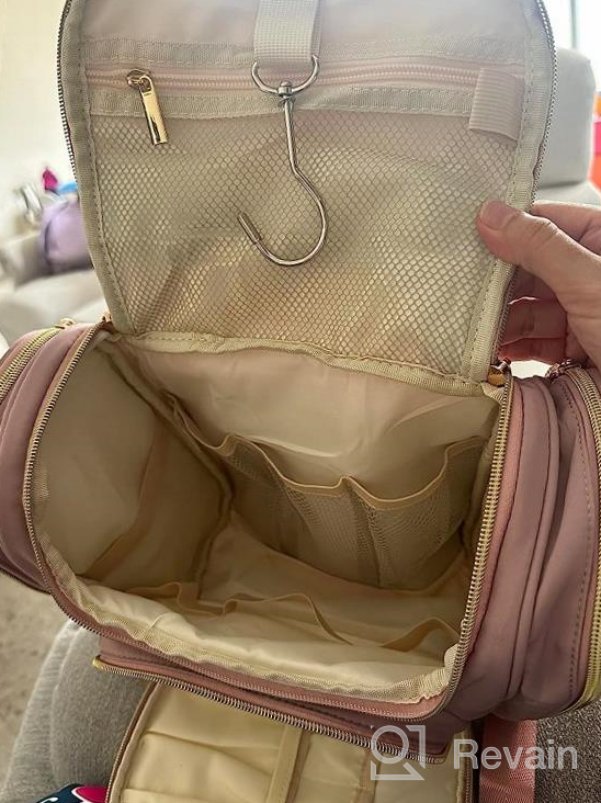 img 1 attached to Large Water-Resistant Toiletry Travel Bag For Women - Ideal For Full-Sized Toiletries And Makeup – Hanging Cosmetic Organizer For Easy Accessibility review by Richie Kotun