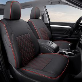 img 4 attached to GIANT PANDA Pu Leather Car Seat Covers Full Set - Toyota Highlander 2015-2019 3 Rows Model 40/60 Split (Black+Red)