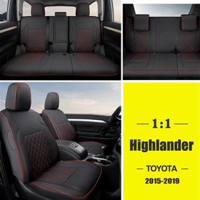 img 3 attached to GIANT PANDA Pu Leather Car Seat Covers Full Set - Toyota Highlander 2015-2019 3 Rows Model 40/60 Split (Black+Red)