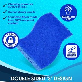 img 2 attached to 🧽 SCRUBIT Non-Scratch Dual-Sided Dishwashing Sponges for Kitchen - Set of 6 Blue Scrub Sponges