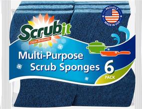 img 4 attached to 🧽 SCRUBIT Non-Scratch Dual-Sided Dishwashing Sponges for Kitchen - Set of 6 Blue Scrub Sponges