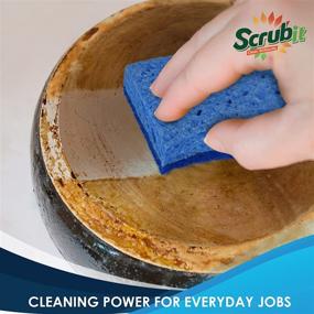 img 3 attached to 🧽 SCRUBIT Non-Scratch Dual-Sided Dishwashing Sponges for Kitchen - Set of 6 Blue Scrub Sponges