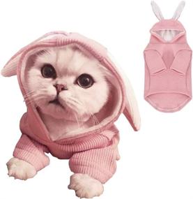 img 4 attached to ANIAC Pet Hoodie Cat Rabbit Outfit - Cute Bunny Ears Sweatshirt for Spring & Autumn - X-Small Pink Knitted Sweater