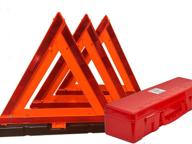 foxfire f3tk reflective warning triangle set - dot approved, weighted base, collapsible, 3 pack with case logo