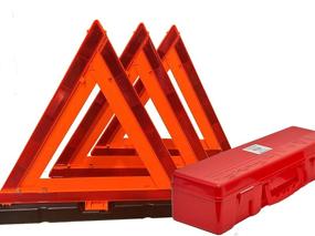 img 4 attached to Foxfire F3TK Reflective Warning Triangle Set - DOT Approved, Weighted Base, Collapsible, 3 Pack with Case