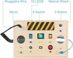 img 3 attached to 🔌 QIFUN Montessori Busy Board Wooden Toddler Toys with Light Up LED Buttons and Pluggable Wires - Sensory Toys for Toddlers 1-3, Educational Learning Fidget Toys for Babies 18-24 Months