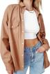 oversized solid leather shacket coat for women with lapel button up and pockets logo