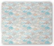 ambesonne nautical mouse pad, pastel toned sea shell starfish mollusk seahorse coral reef motif design, rectangle non-slip rubber mousepad, standard size, tan turquoise white logo
