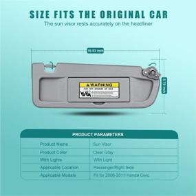 img 3 attached to Upgrade Your Honda Civic: Find The Perfect Passenger Sun Visor Replacement Compatible With 2006-2011 Models - Clear Gray, Replaces #83280-SNA-A01ZC & 83230-SNA-A01ZC – UMISHI