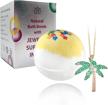 organic bath bomb gift box: handcrafted fruity scent with a beautiful palm tree and hidden necklace treasure for women, girls, and mothers! logo