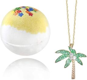 img 2 attached to Organic Bath Bomb Gift Box: Handcrafted Fruity Scent With A Beautiful Palm Tree And Hidden Necklace Treasure For Women, Girls, And Mothers!