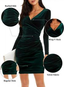 img 1 attached to FENSACE Women'S Wrap V-Neck Velvet Dress - Long Sleeve Cocktail Party Ruched Bodycon