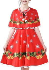 img 4 attached to 🎄 Christmas Dress Cloak for Girls - Fashionable Holiday Girls' Clothing and Dresses