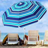 китадин 7.5ft пляжный зонтик для песка переносной пляжный зонтик с якорем для песка, фибергласовыми спицами, наклоном кнопкой и сумкой для переноски, голубой и белый. логотип