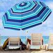 kitadin 7.5ft beach umbrella for sand portable outdoor beach umbrella with sand anchor fiberglass rib push button tilt and carry bag blue&white logo