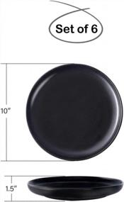 img 3 attached to Set Of 6 Matte Black Porcelain Dinner Plates, 10-Inch Large Round Serving Plates - Elegant For Steak, Pasta, Dessert, And Salad By BonNoces