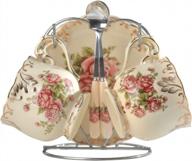 vintage floral porcelain tea cups: yolife's set of 2 cups and saucers - 8 oz logo