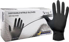 img 4 attached to 🧤 Stauffer Sense3 Black Nitrile Gloves - Latex Free, 3 mil, 9.5&#34; Long Cuff, Powder Free, Tough &amp; Strong