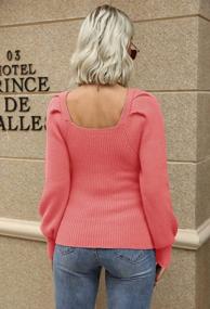 img 1 attached to Chunky Knitted Pullover Jumper With Long Lantern Sleeves And Square Neckline For Women - Bigyonger Sweater Fit For Fashionable Winter Wear