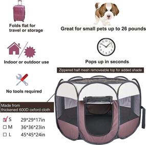 img 2 attached to 🐶 Ztinng Portable Foldable Pet Puppy Playpen: Free Carrying Case, Pee Pads, & Water-Resistant Shade Cover!