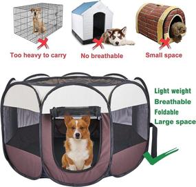 img 3 attached to 🐶 Ztinng Portable Foldable Pet Puppy Playpen: Free Carrying Case, Pee Pads, & Water-Resistant Shade Cover!