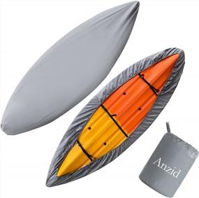 img 4 attached to 420D Thickened Waterproof Kayak Cover - Anzid Canoe Dust UV Sunblock Shield Protector For Indoor/Outdoor Storage (Grey, 11.8Ft~13.1Ft/3.6~4M)