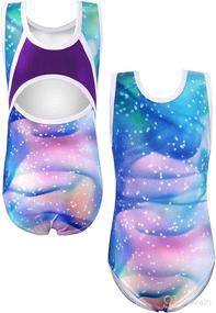 img 4 attached to 🌈 Girls Kids Gymnastics Leotards: Sparkly Patterned Rainbow Galaxy Aurora Colorful Butterfly Flower Dancewear