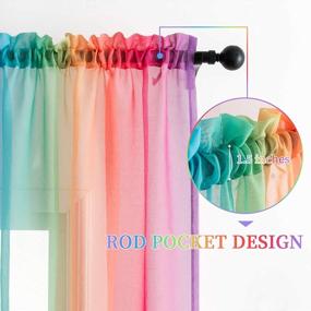 img 3 attached to Transform Your Space With Anjee'S Ombre Rainbow Sheer Curtains - 84 Inches Long And Perfect For Kid'S Rooms, Nurseries And Patios