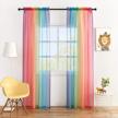 transform your space with anjee's ombre rainbow sheer curtains - 84 inches long and perfect for kid's rooms, nurseries and patios logo