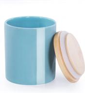 ceramic canister 300ml, 77l food storage jar airtight seal wooden lid coffee tea sugar spice container turquoise логотип