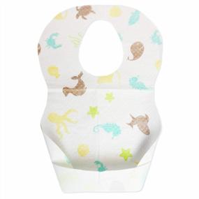 img 4 attached to Emmzoe Baby And Infant Disposable Bibs - Soft, Leakproof, Unisex, One Size Fits All - Perfect For Feeding, Traveling, And On-The-Go - Sea Life Design (50 Pack)